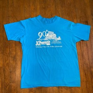 Vintage 1992 JCPenny 90th Anniversary Hanes Fifty-Fifty XL Blue T-shirt